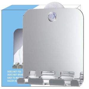 SQMETR Acrylic Gương cạo râu chống sương mù có hút tường Chống vỡ Gương trang điểm không tạo hơi nước. Di động Gương phòng tắm Dụng cụ phòng tắm