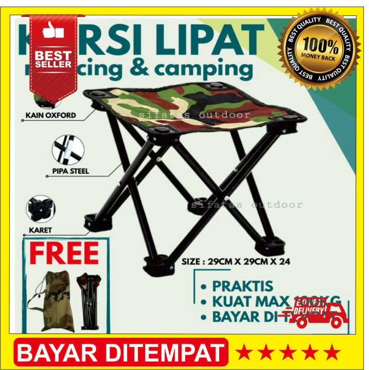 Kursi Lipat Mancing / Kursi besi Portabel untuk memancing / TaffSPORT Kursi Lipat Mancing Kotak Desain Army Cocok Dipakai Ketika Anda Pergi Memancing Ataupun Camping Tiang Dari Besi dan Tempat Duduk Dari Kain, Kursi Lipat Santai - Warna Camouflage