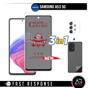 Tempered Glass Anti SPY Samsung A53 5G Anti Gores Privacy + Tempered Glass kamera dan Skin Carbon