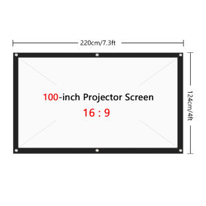 【🥇4K HD】FINTEX 84/100/120 inch 16:9 Portable Projector Screen HD Foldable Projection Screen White for Wall Mounted Home Theater Bar Travel