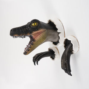 Hot-selling Velociraptor wall hanging made of latex foam with high fidelity to the original design a creative decorative piece for bars and living rooms
