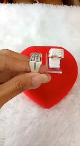 Cincin Cor Kotak Mata2 Doff Perak 925 Sepuh Emas Putih