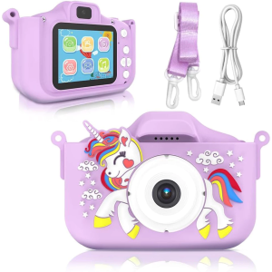 Kids Camera 1080P Kids Digital Camera with 32GB TF CardUnicorn Camera Cover/HD Video /5 Educational Games/8x Zoom/46 Photo Frames & FiltersGifts for Boys Girls Age 3-8 (Pink)