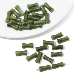 5ชิ้น12มิลลิเมตรหินธรรมชาติลูกปัดข้อต่อไม้ไผ่สีเทอร์ควอยซ์หยกสะเก็ดแก้วสีทองลูกปัดหินสำหรับสร้อยข้อมือสร้อยคอต่างหูเครื่องประดับ DIY ทำ