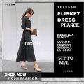 Long Dress Korea Ploi plisket lengan panjang wanita / Terusan Dres Kekinian Peacce - NOSH. 