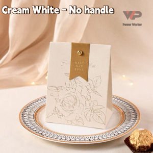 10PCS Wedding Favour Gift Bag with Champagne Bow & Leather Handle Elegant Candy Treat Box for Bridal Party