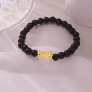 【TR】999 Gold Pixiu Agate (6mm) Bracelet Set (0.17gm+/-)|999足金貔貅黑玛瑙(6mm)手链 (0.17克+/-)