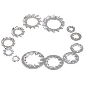 White Zinc Carbon Steel External Internal Toothed Serrated Lock Washer M3 M4 M5 M6 M8 M10 Lock Washer Gasket Flat Pad