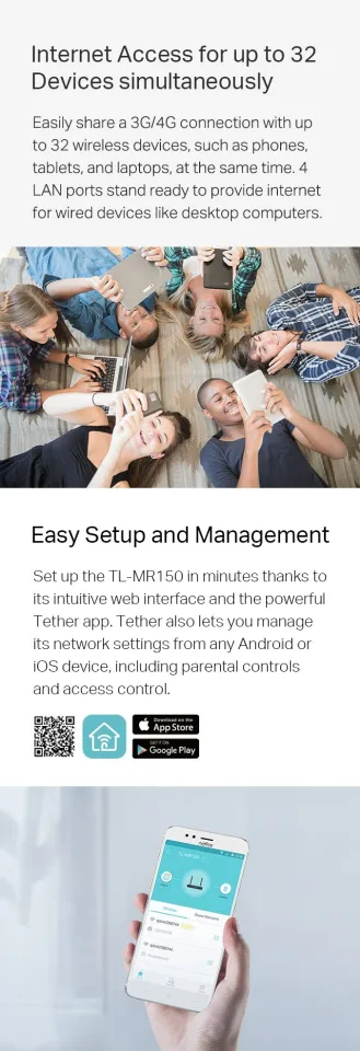 TP-Link TL-MR150 300Mbps Wireless N 4G LTE Wi-Fi Router with FREE