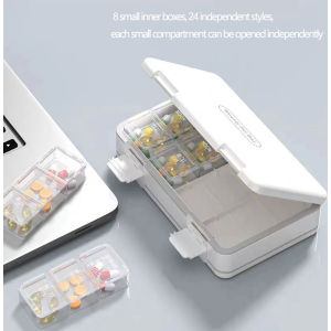 24-Compartment Particle Box Portable Sealed Storage Box 7-day Tablet Storage Pill Box