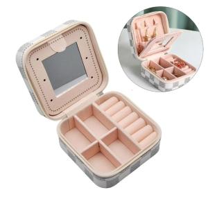 Travel Organizers Double Layer Small Container Fashion Portable Case PU Texture for Fashionable Lover