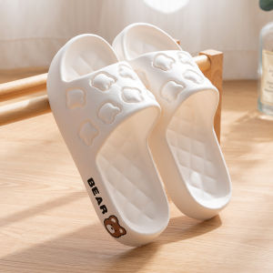 Dép Gấu Đi Trong Nhà Họa Tiết Nổi Màu Sắc Pastel Nhẹ Nhàng Dép Quai Ngang Cao Su Êm Chân Chống Trơn Trượt Đáng Yêu