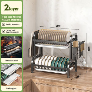2/3 Tiers Dish Drainer Plate Drying Rack Stainless Steel Panel Organizer Storage Rack for Kitchen dish drainer