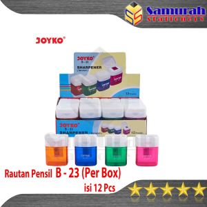 Rautan Pensil Joyko B-23 Per Box isi 12 Pcs /  Pencil Sharpener B 23 Kotak / Serutan Pinsil Tabung 1 Lubang