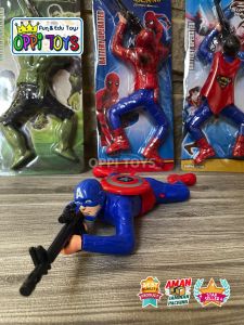 [FREE BATERAI] Mainan Superhero Avengers Bergerak Merayap Nyala Lampu Captain America Spiderman Superman Hulk