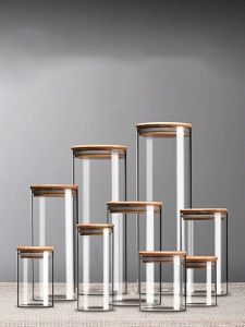 [พร้อมส่ง] โหลแก้ว โหลแก้วฝาไม้ ขวดโหลแก้ว โหลเก็บของแห้ง ขวดโหลสูญญากาศ ครัว ธัญพืชก๋วยเตี๋ยว กล่องเก็บของ