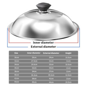 34CM Stainless Steel Pot Lid Thickening Vision Tempered Glass Cover Cooking Pot Wok Pan Lid Cover