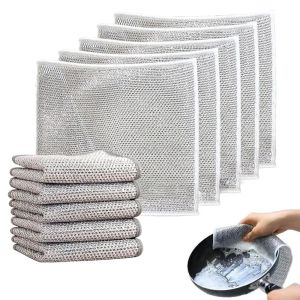 10 Pcs Multipurpose Wire Dishwashing Rags for Wet and DryReusable Kitchen Cleaning Towels Dish ClothsMultifunctional Wire Cleaning Cloths for Kitchen