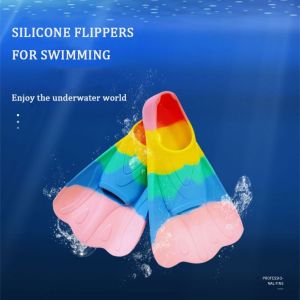 NTNKC  Colorful Rainbow Color Fins For Swimming Flippers For Snorkeling For Children For Adult Swim Fins Rainbow Color Diving Flippers Freestyle Swim Gear Swimming Short Fins