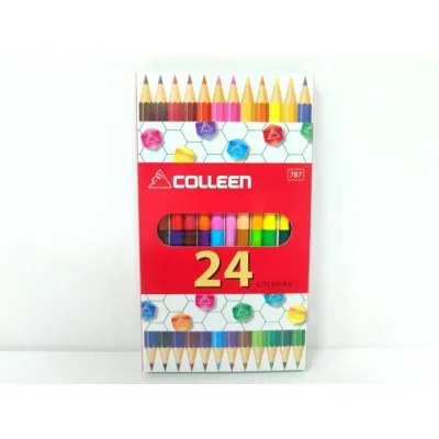 [รุ่นใหม่ สีสด ของแท้] COLLEEN ดินสอสีไม้ คอลลีน 1 หัว และ 2 หัว (122436 สี/กล่อง)