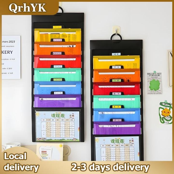 QrhYK Hanging File Organizer Space Saving Wall Mounted Rainbow ...