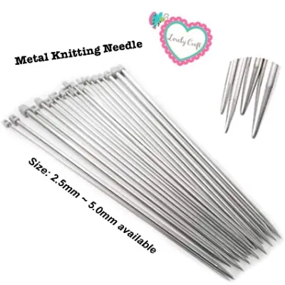 Metal Knitting Crochet Needle / Jarum Kait Jarum Dua size 2.5mm 3.0mm 3.5mm 4.0mm 4.5mm 5.0mm/编制双针/铁双针