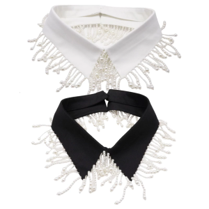 Multiuse Pearls Fringed Faux Collar Decorative Point Collar Neckwear Formal Casual Wear Neckpiece For Women Teens Girl
