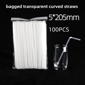 300 ชิ้นหลอดที่ใช้แล้วทิ้งบรรจุเป็นรายบุคคลหลอดพลาสติกใสปาร์ตี้บาร์เครื่องดื่มหลอดโก่งหลอดที่ใช้แล้วทิ้ง