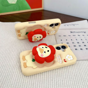 3D escopic Stand Cartoon aggrieved Duck Phone Case for iPhone 11 13 12 14 15 16 PRO MAX casing Cartoon Animal Soft silicone Protector COVER IVE COVER FOR iphone15promax Case