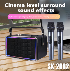 SK-2082 Wireless Bluetooth Stunning Bass KARAOKE Speaker with RGB Lights & Dual Wireless Microphone