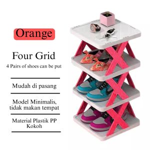 Rak Sepatu Plastik 4 Susun/ Tempat Sandal Sepatu Rak Serbaguna/ Rak Sepatu Murah
