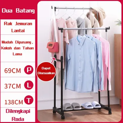 Gantungan Baju Stand Hanger Gawang Double Rack Rak Gantungan Baju Serbaguna Stand Cloth Hanger