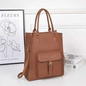 TB BAG #8885 FASHION FAUX LEATHER SHOULDER BAG CLASSIC BUCKLED POCKET TOTE BAG WITH A REMOVABLE STRAP FOR WOMEN