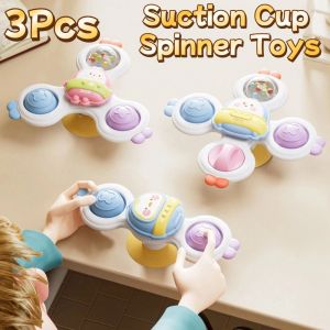 FUNG MALL 3Pcs/Set Mô hình động vật hoạt hình Đồ chơi tắm cho trẻ em Cốc hút Đồ chơi lắc xoay Con quay hình thú hoạt hình Phát triển cảm giác Có thể nhấn được Đồ chơi tắm xoay Giờ tắm cho bé