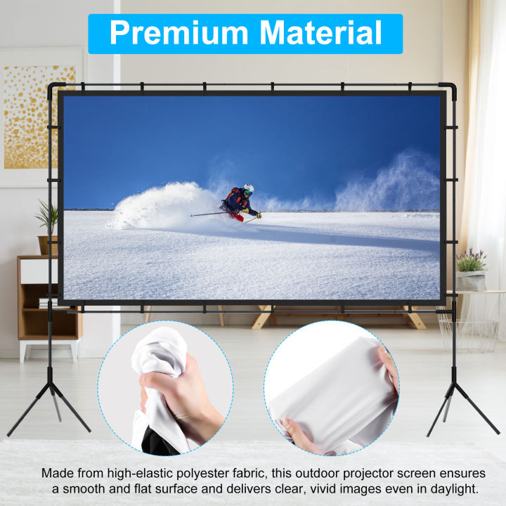 120-Inch 16:9 Outdoor Projector Screen with Stand 160° Viewing