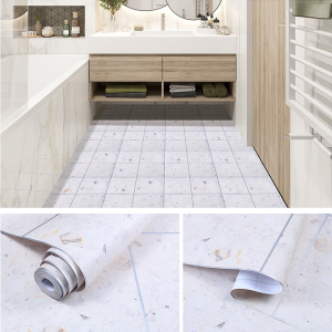 Floor sticker for bathroom Waterproof thickened wear-resistant non-slip tile wall decor kitchen floor wallpaper
