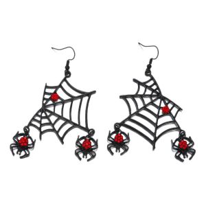 JAYQQ Ornate Halloween Spider Necklace Rhinestone Black-Toned Gothic Jewelry Set  Zinc Alloy Earring Necklace Set Cosplay