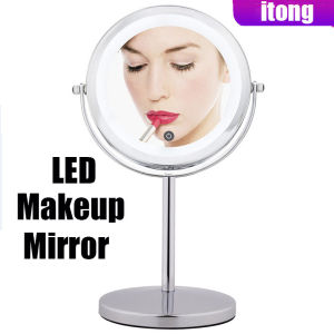 5X/10XMagnification Facial Makeup Cosmetic Mirror Round LED Light Makeup - intl