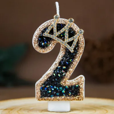 Luxurious Golden Sparkling 0-9 Age Happy Birthday Number Candle Shining Cake Topper Kek Hari Jadi Lilin Nombor 数字生日蜡烛