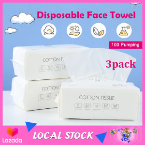 3Packs Facial Cotton Tissue 100Pcs/pack Disposable Face Towel Thickened Pearl Makeup Wipes Facial Cleaning Towel