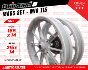 OKIMURA MAGS 1 SET F 185 X 14 R 215 X 14 WHITE/BLACK/TITANIUM/RED MIO115