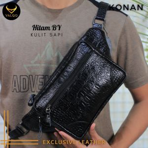 VALQO KONAN BY Tas kulit sapi Waist Bag Tas Sling bag Cowok Pria Laki Laki bisa COD