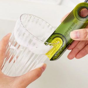 3 in 1 Multi-Function Cup Cover Cleaning Brush Corner Crevice Cleaning Small Brush