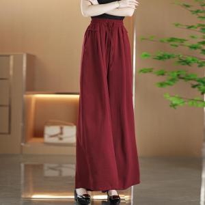 Wide Leg Long Pants Summer Autumn Elastic High Waist Loose Trouser Big Swing Pants Beach Skirt Womens Elegant Pants