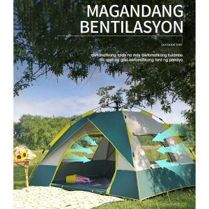 Automatic tent outdoor camping tent waterproof 3-4 people thick hiking tent large family tent 2 doors 2 windows sun protection 210x200x150cm
