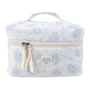 5TH Women Travel Cosmetic Bag Large Capacity Quilted Cosmetic Organizer Bag Aesthetic Makeup Storage Bag Floral Toiletry Bag