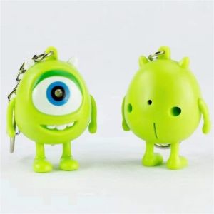 One-Eyed Disney Monsters University Mike Doll Keychain Interesting Lighting Key Ring Couple Friend Pendant Anime Wazowski Mr.Q Action Figures Key Chain Gift Student Birthday Gift