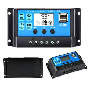 Outdoor Solar Power Regulator with LCD Screen Adjustable Settings Dual USB Charging Timer for Garden and Worksites