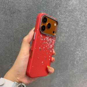 Cover for iPhone 17 18 Pro Max Phone Case For Magsafe Floral Dots Shell Carbon Hard PC Fiber Print Camera Armor Capinha