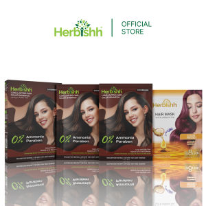 Herbishh Magic Hair Dye Shampoo Dark Brown | 30ml x 2 Sachets | 3 in 1 Grey Coverage Ammonia Free